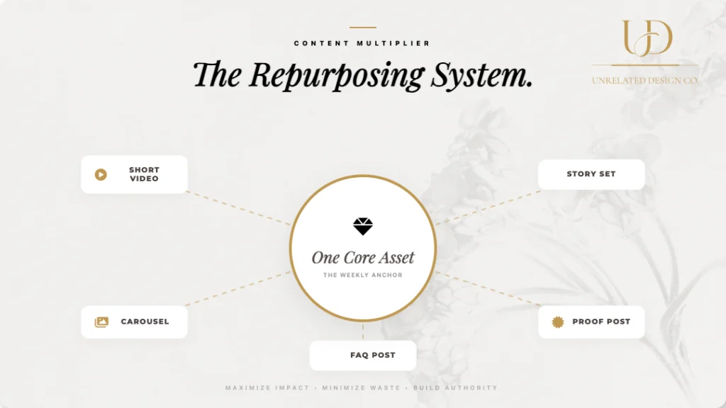 one core asset into five posts repurposing system