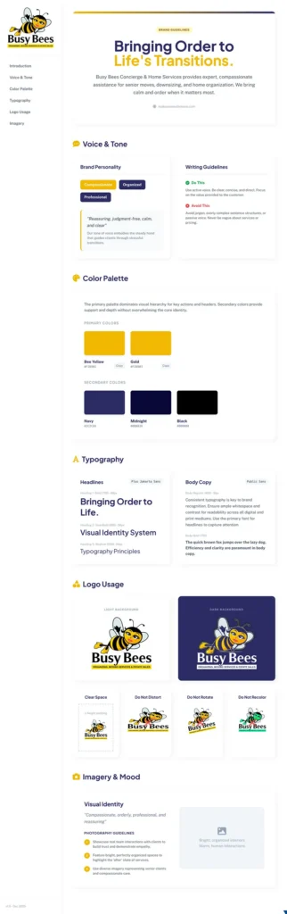 busy bees brand identity style guide